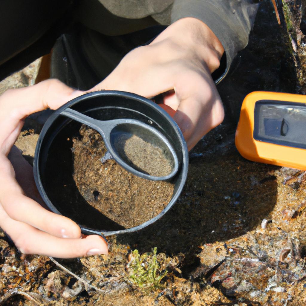 Person conducting soil nutrient analysis