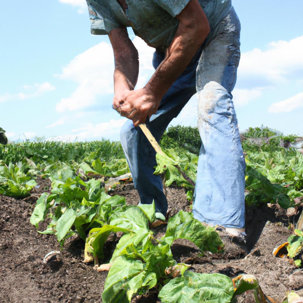 Person tending to crop rotation