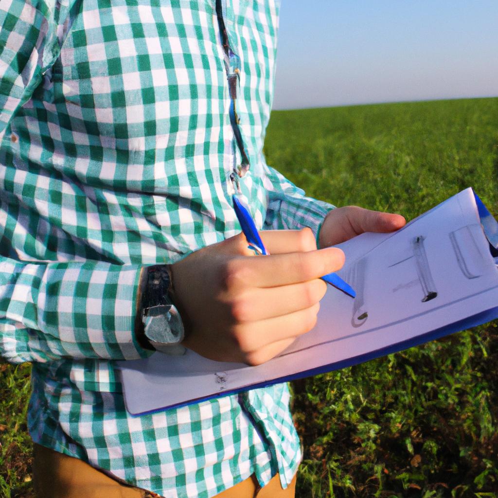 Person analyzing data in agriculture
