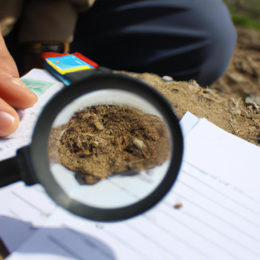 Person studying soil and crops