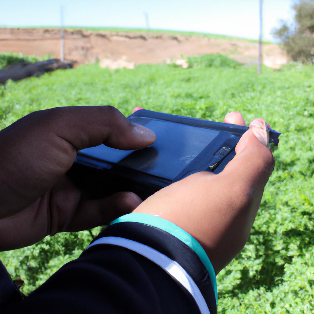 Person using technology on farm