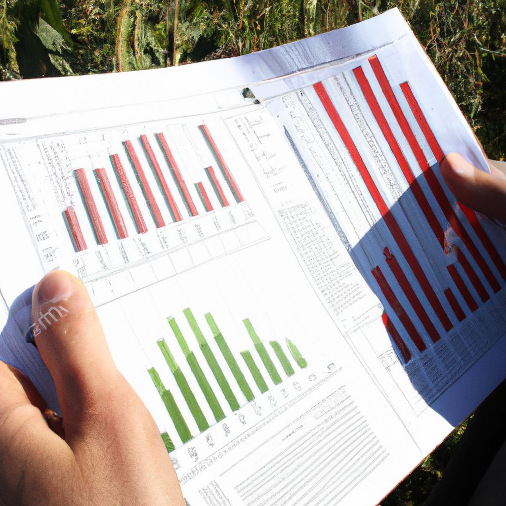Person analyzing agricultural data graph